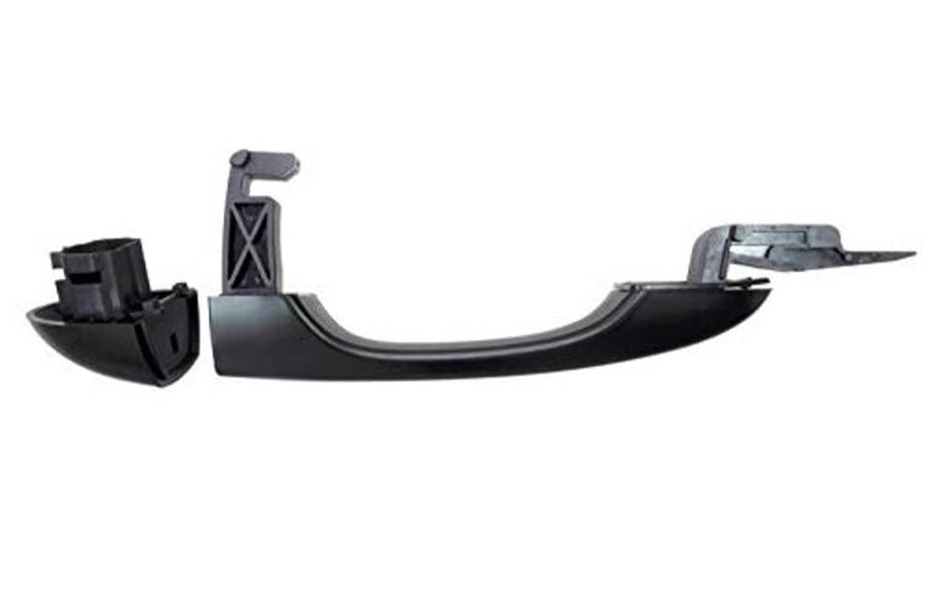 Black exterior door handle with bracket and latch cutout