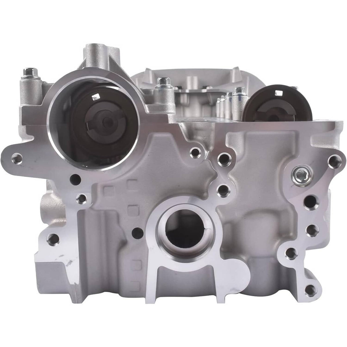 Engine cylinder head assembly with two belt/gear openings and sensor mounting holes