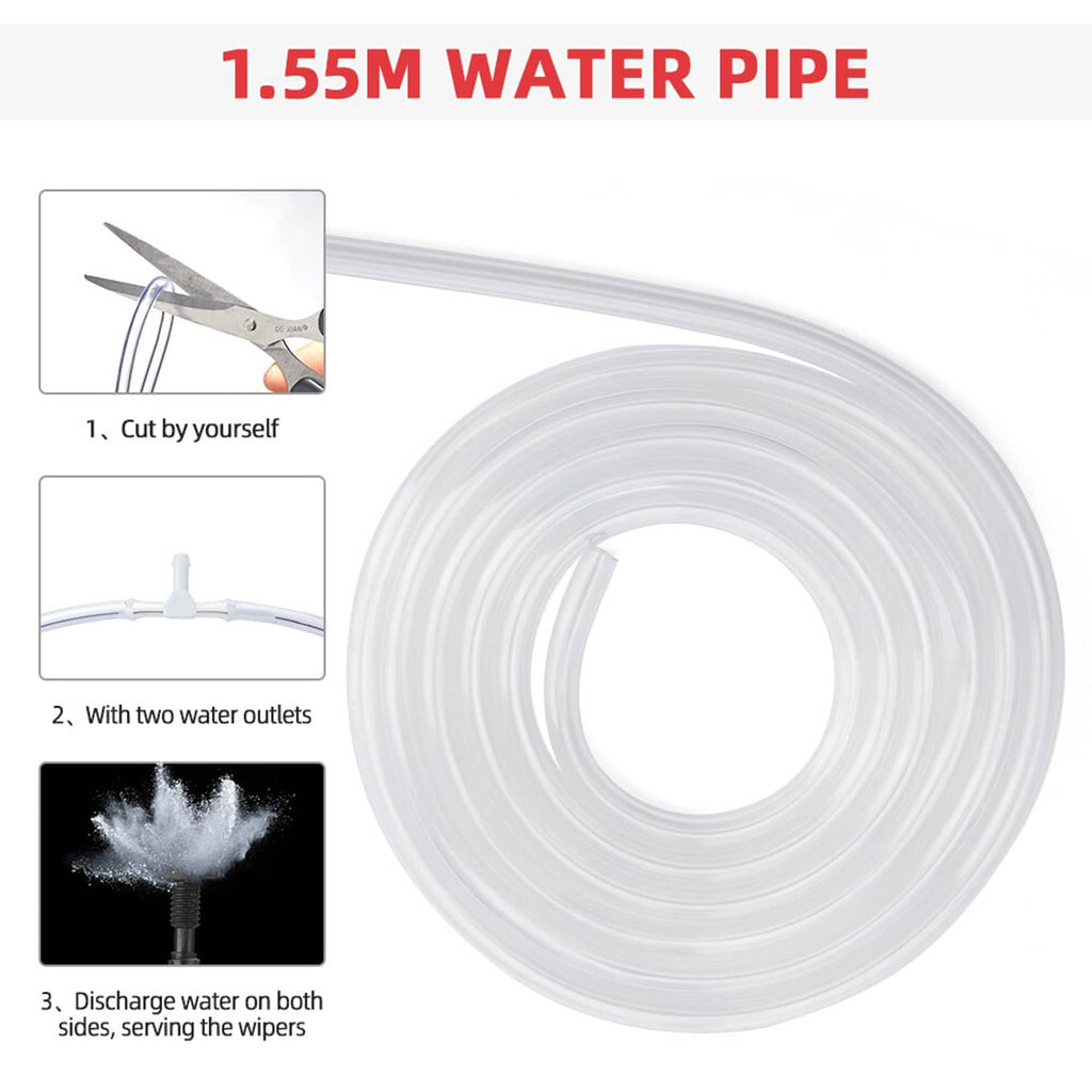 Clear coiled water pipe hose for UTV windshield washer system with tube connector ends