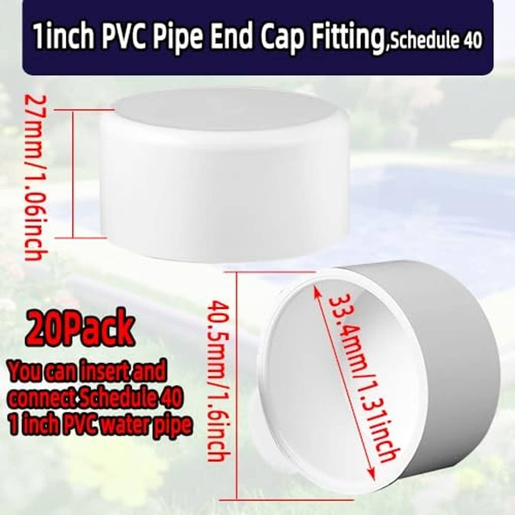 White PVC pipe end cap fitting, cylindrical plug with open socket end