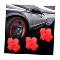 Red fluorescent tire valve stem caps set, 12-piece, glowing look for wheel valves
