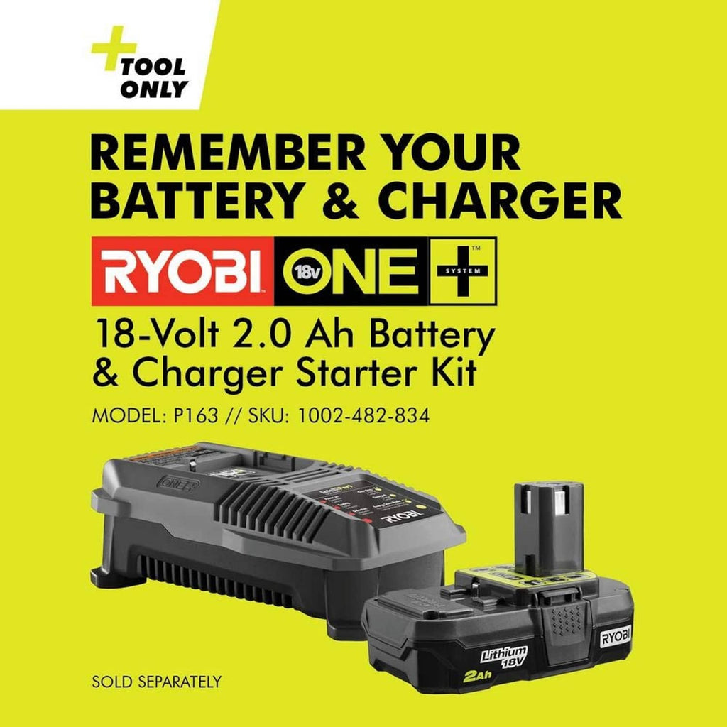 Ryobi 18-Volt 2.0 Ah battery and charger starter kit graphic