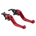 Red CNC motorcycle brake and clutch lever set with black folding arms, 2-pack