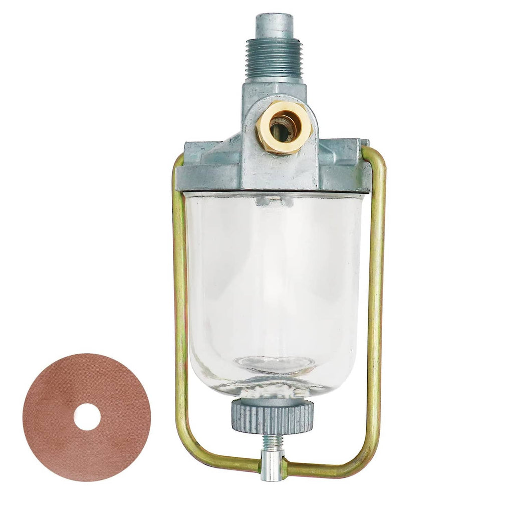 Fuel sediment bowl assembly with clear bowl and brass top mounting port