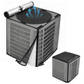 2-in-1 mesh air conditioner cover set, black top with rolled-up fabric and cube design