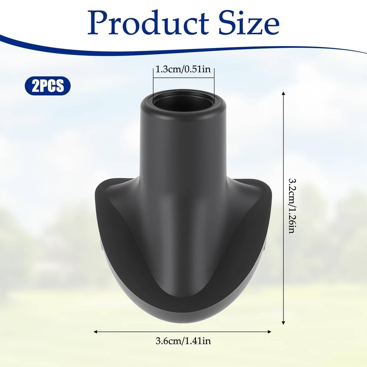 Black golf bag stand replacement foot with wide circular base and center hole