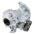 Silver transfer case assembly with round seal opening and mounting bolts