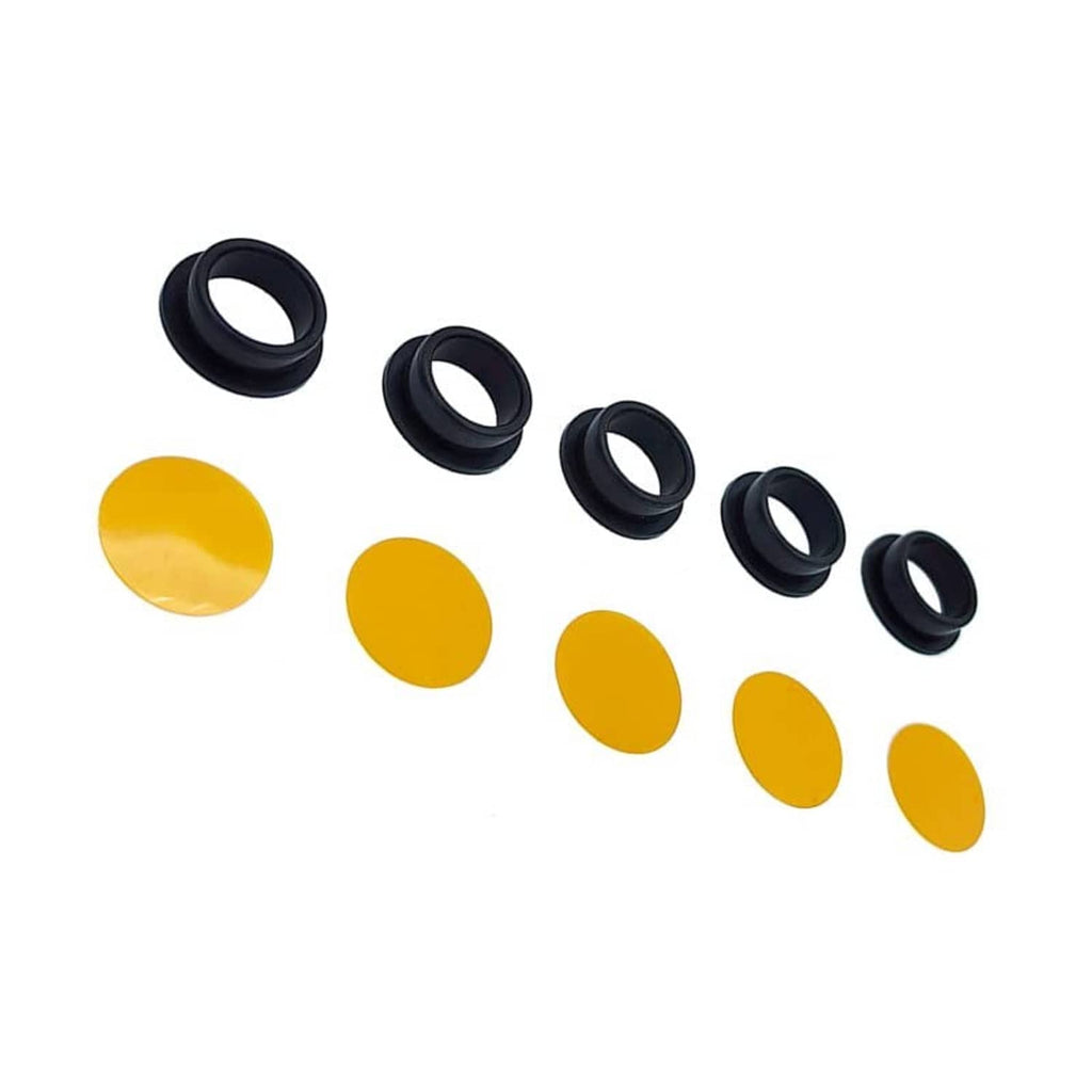 Transmission shift repair kit rubber seals: black rings and yellow circular discs