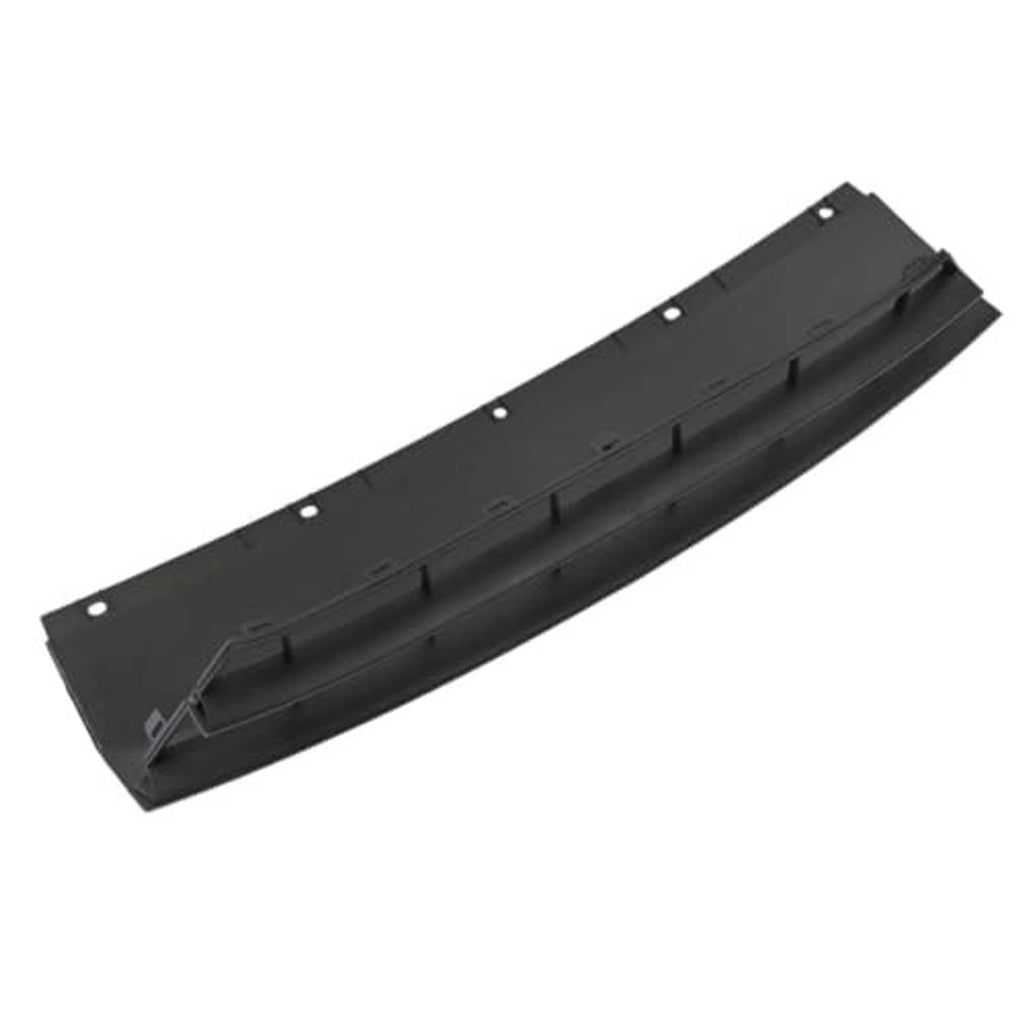 Front bumper grille insert mounting plate, black plastic panel with screw holes