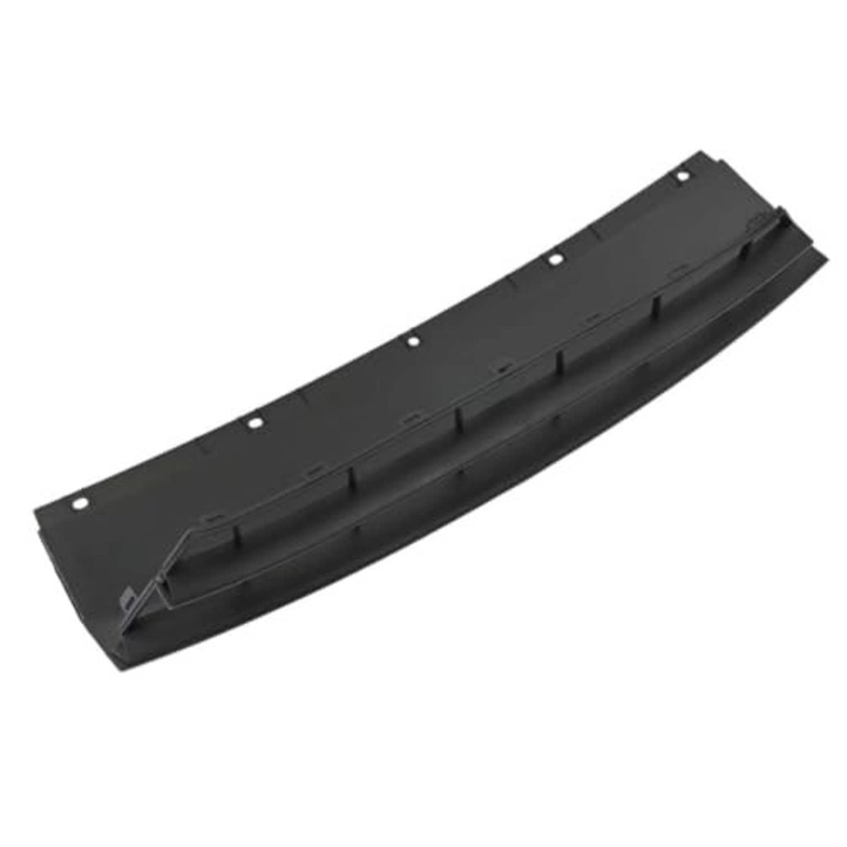 Front bumper grille insert mounting plate, black plastic panel with screw holes