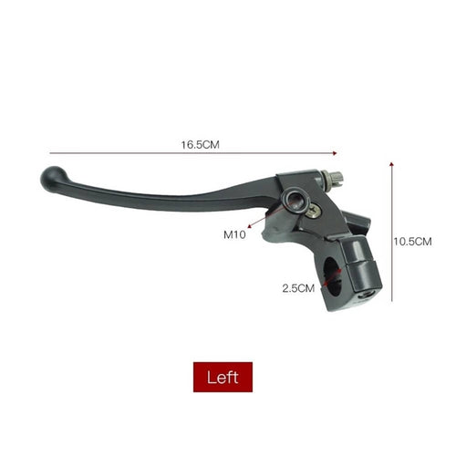 Motorcycle brake master cylinder lever assembly for left side, black lever and housing