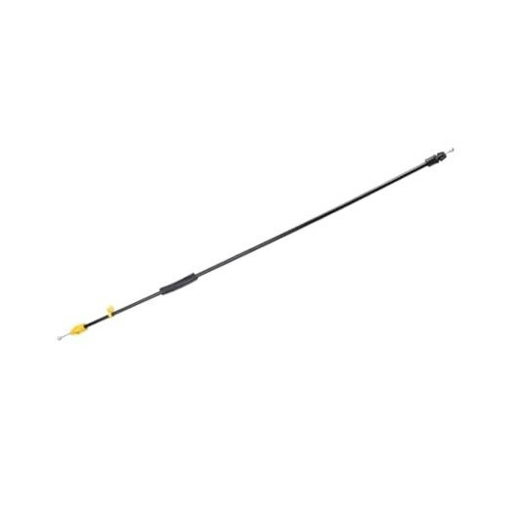Black door latch cable with yellow connector terminals, straight rod style