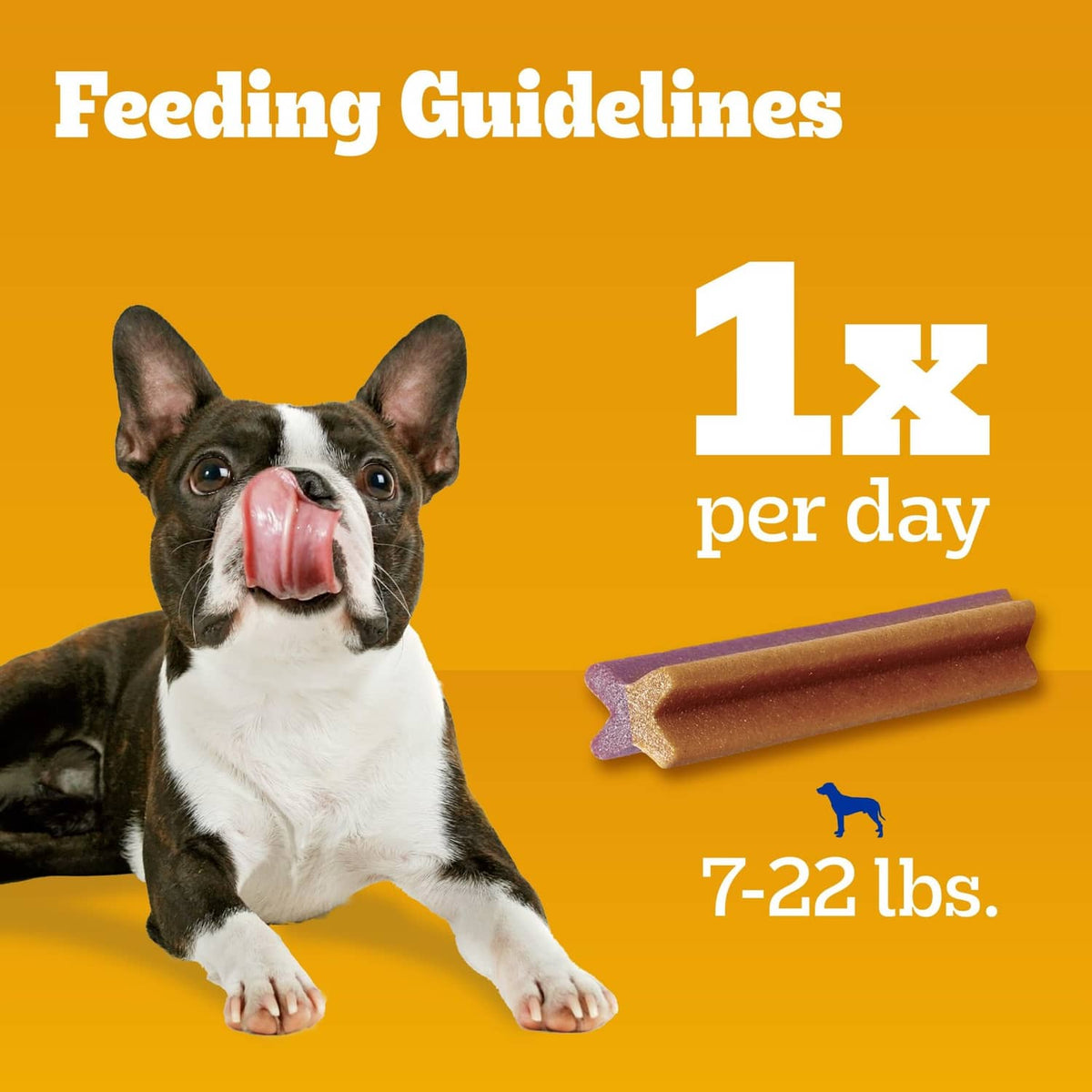 Feeding guidelines: 1 treat per day for 7–22 lb dogs
