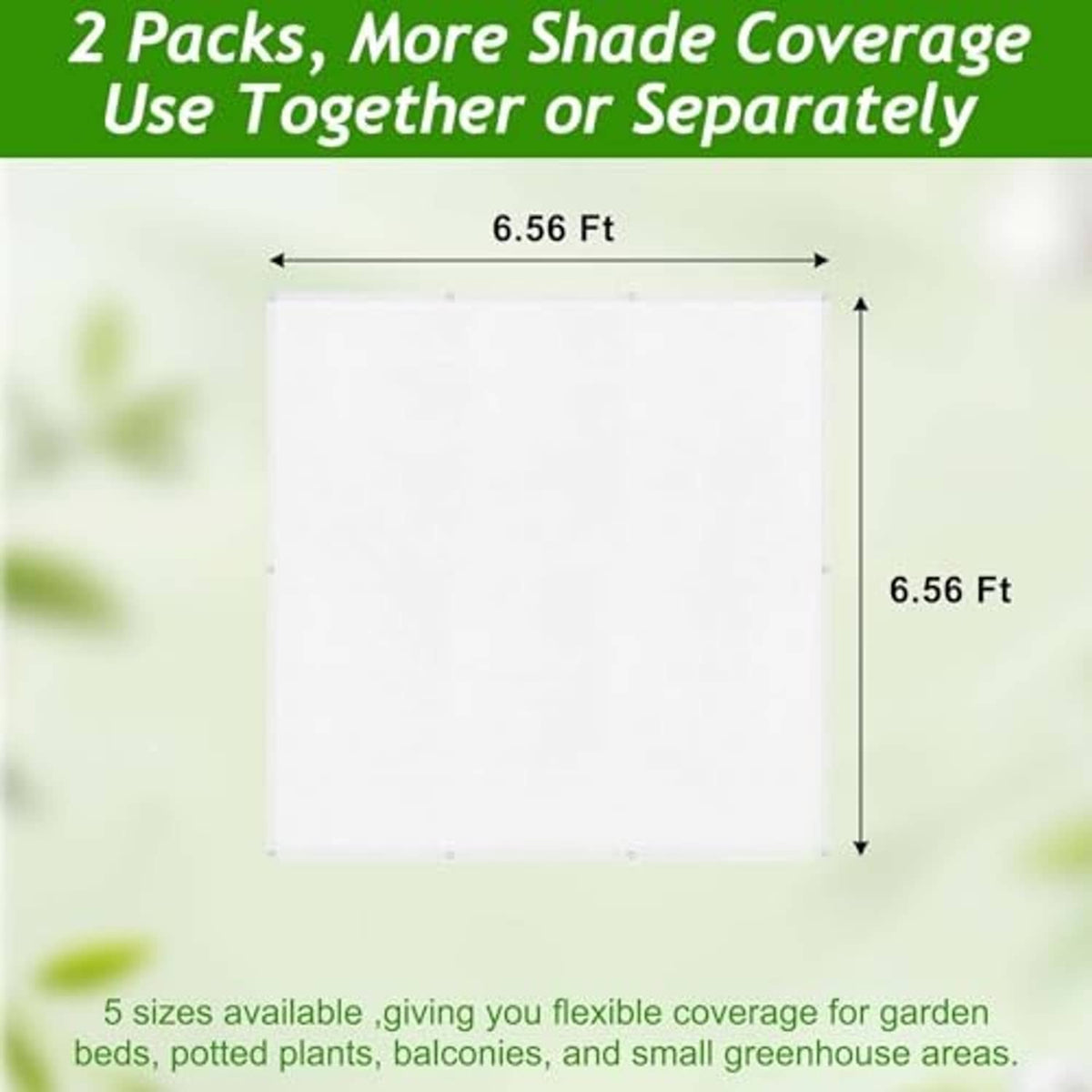 White shade cloth square panel, 6.56 ft x 6.56 ft coverage size