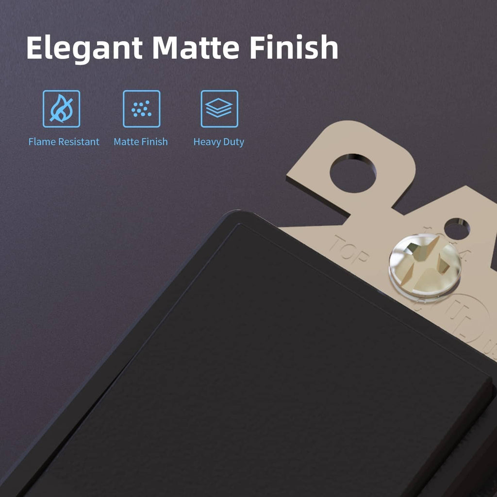 Matte black switch face with control opening and protective matte finish