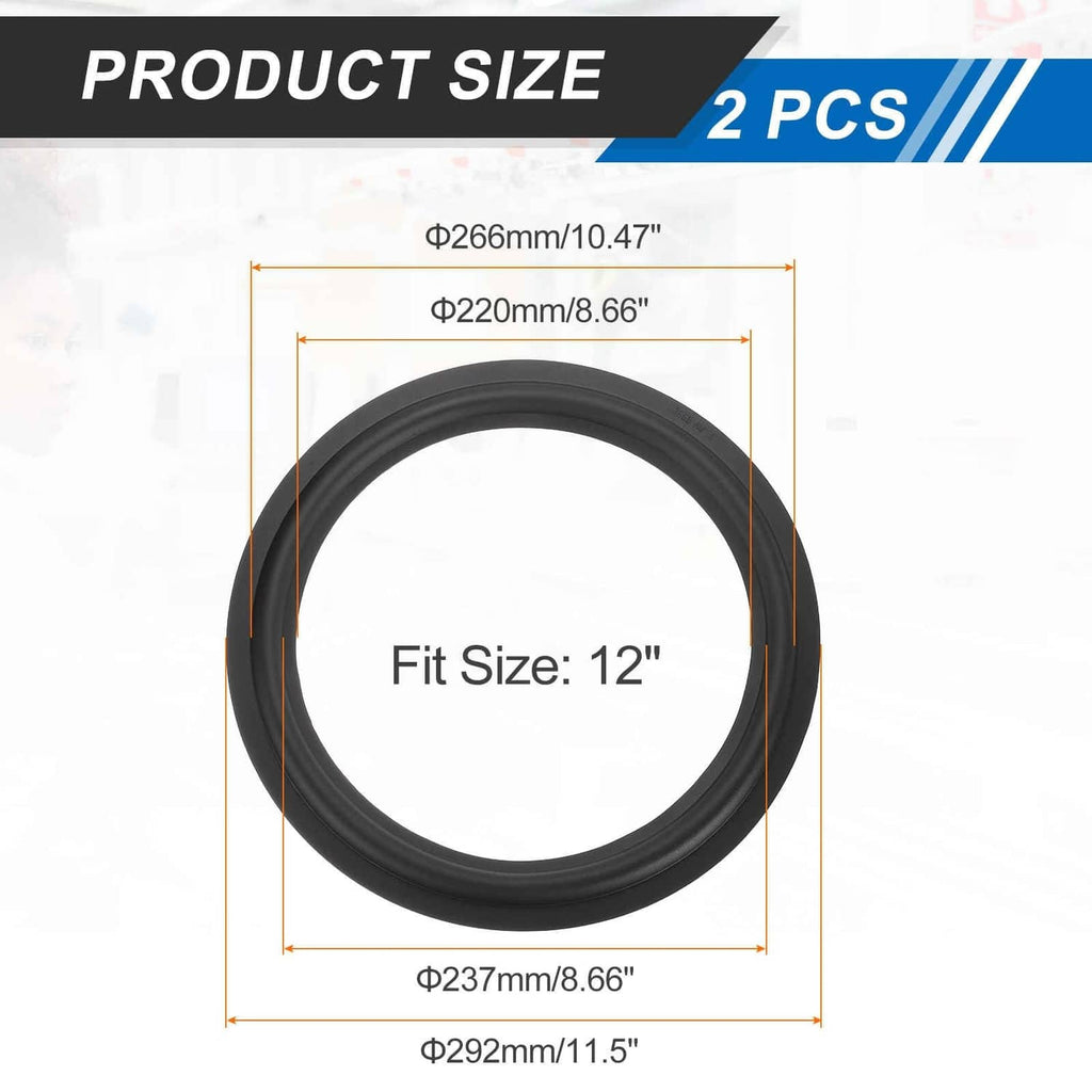 Rubber speaker edge surround ring, black circular loop for 12-inch fit