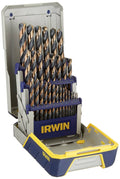 Drill bit set case with 29 high-speed steel bits in labeled slots