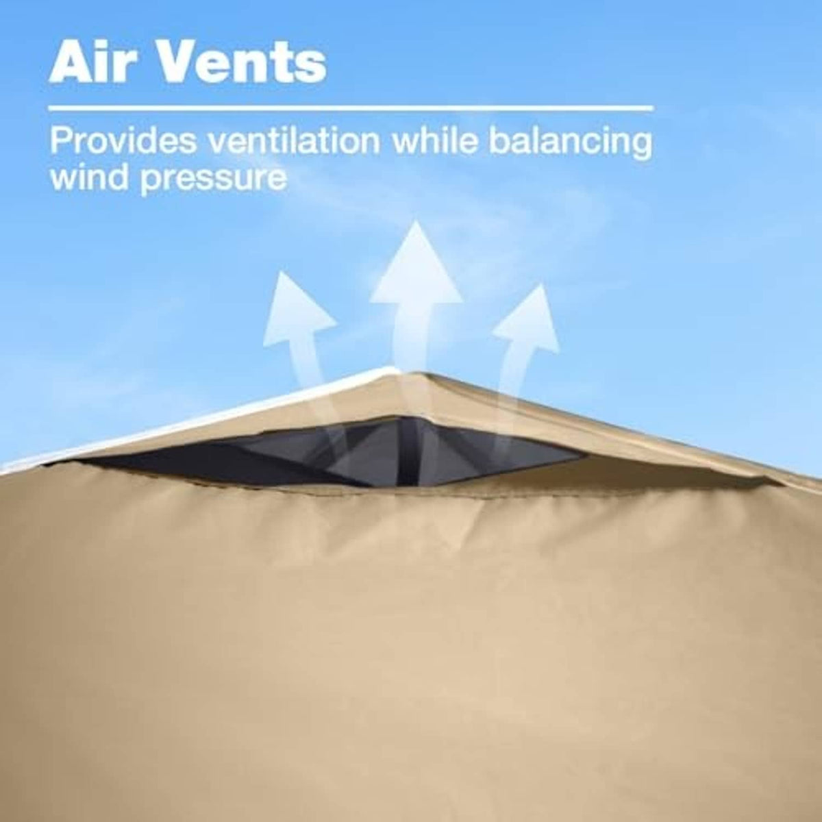 Beige canopy top cover air vent opening for ventilation