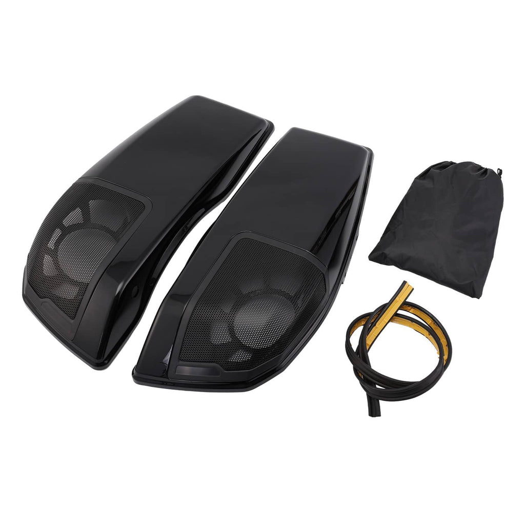 Black 6x9 saddlebag speaker lids set with wiring and cloth storage bag