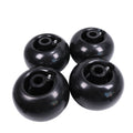Set of 4 black deck wheels with center metal hub and mounting bolts