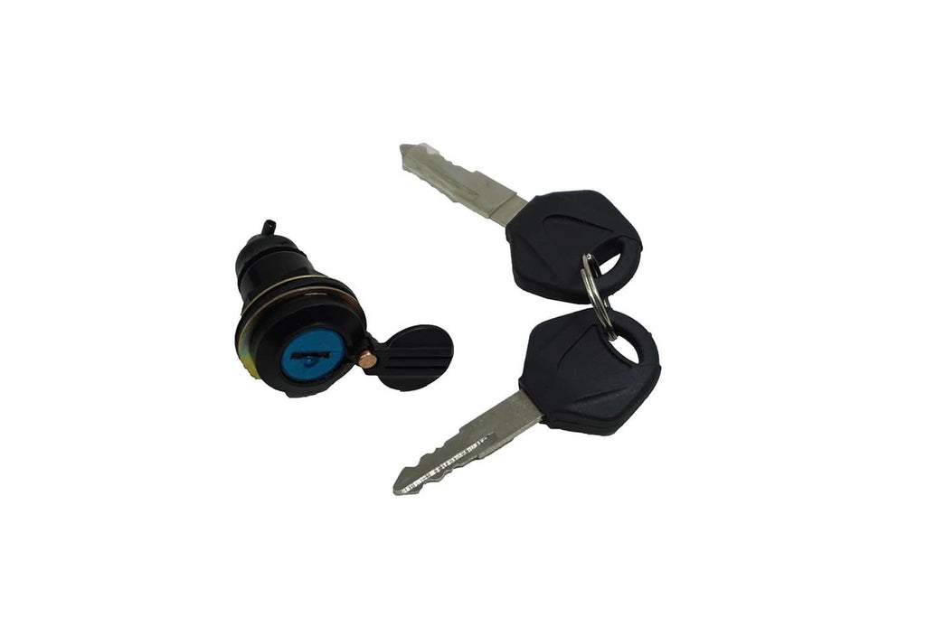 Ignition lock cylinder with blue insert and two keys