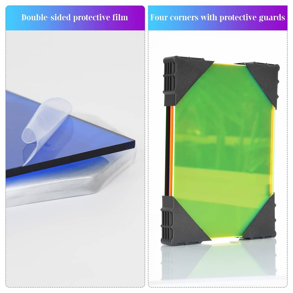 Green translucent acrylic panel with protective corner guards and film
