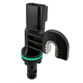 Black camshaft position sensor with green O-ring and U-shaped electrical connector