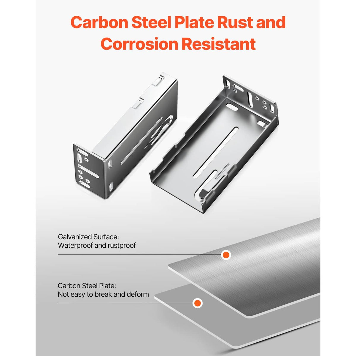 Carbon steel side-mount drawer slide plates with corrosion-resistant silver finish