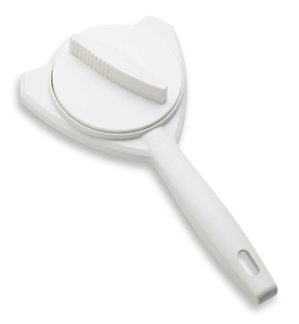 White jar and bottle gripper opener with ribbed lid contact and long handle