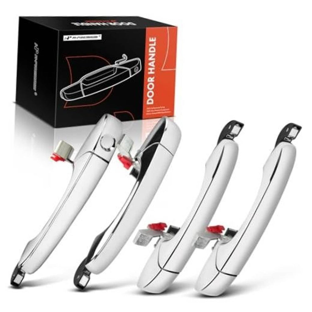 Pair of chrome exterior door handles with ABS plastic bases, front and rear set