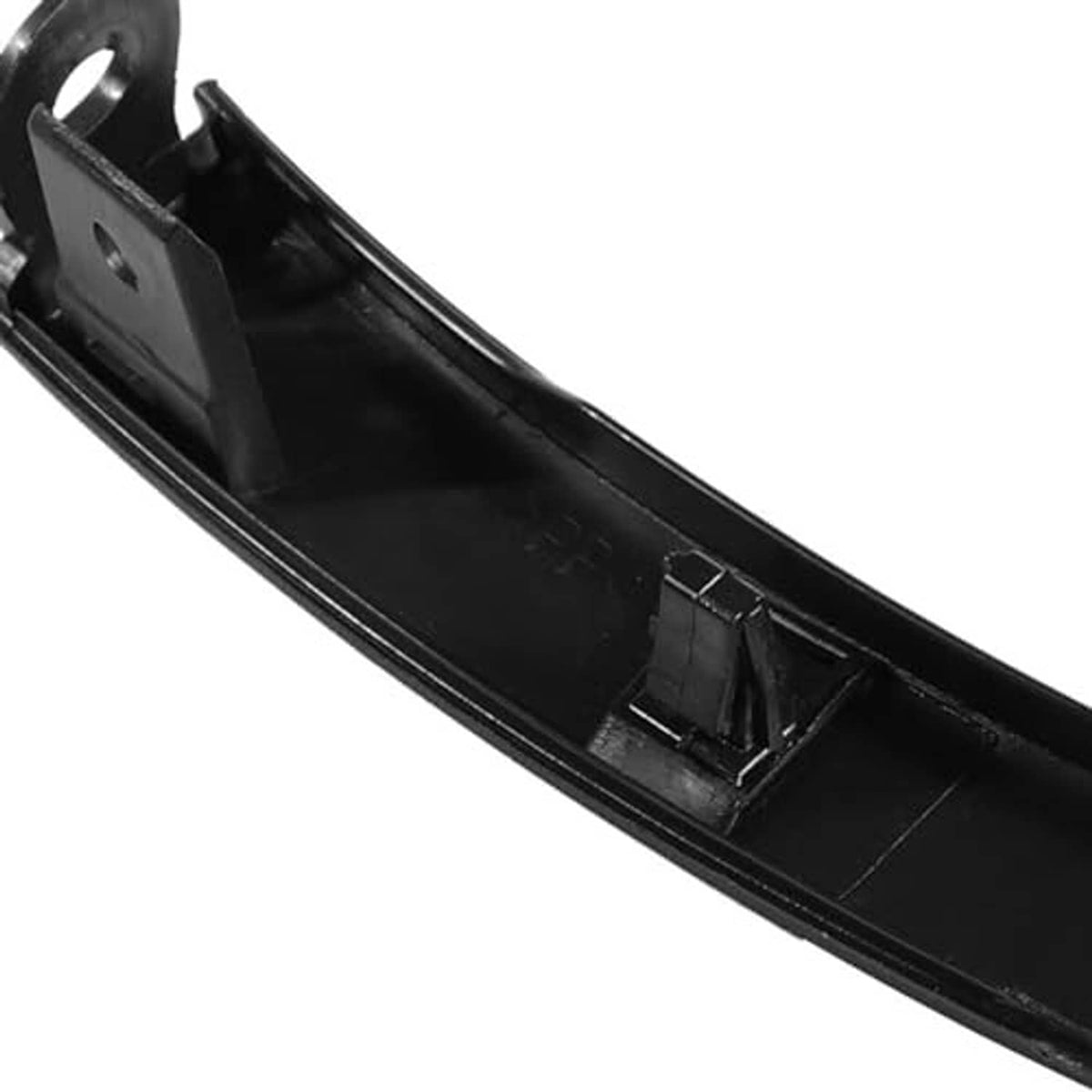 Black trim filler molding underside with molded channels and mounting bracket