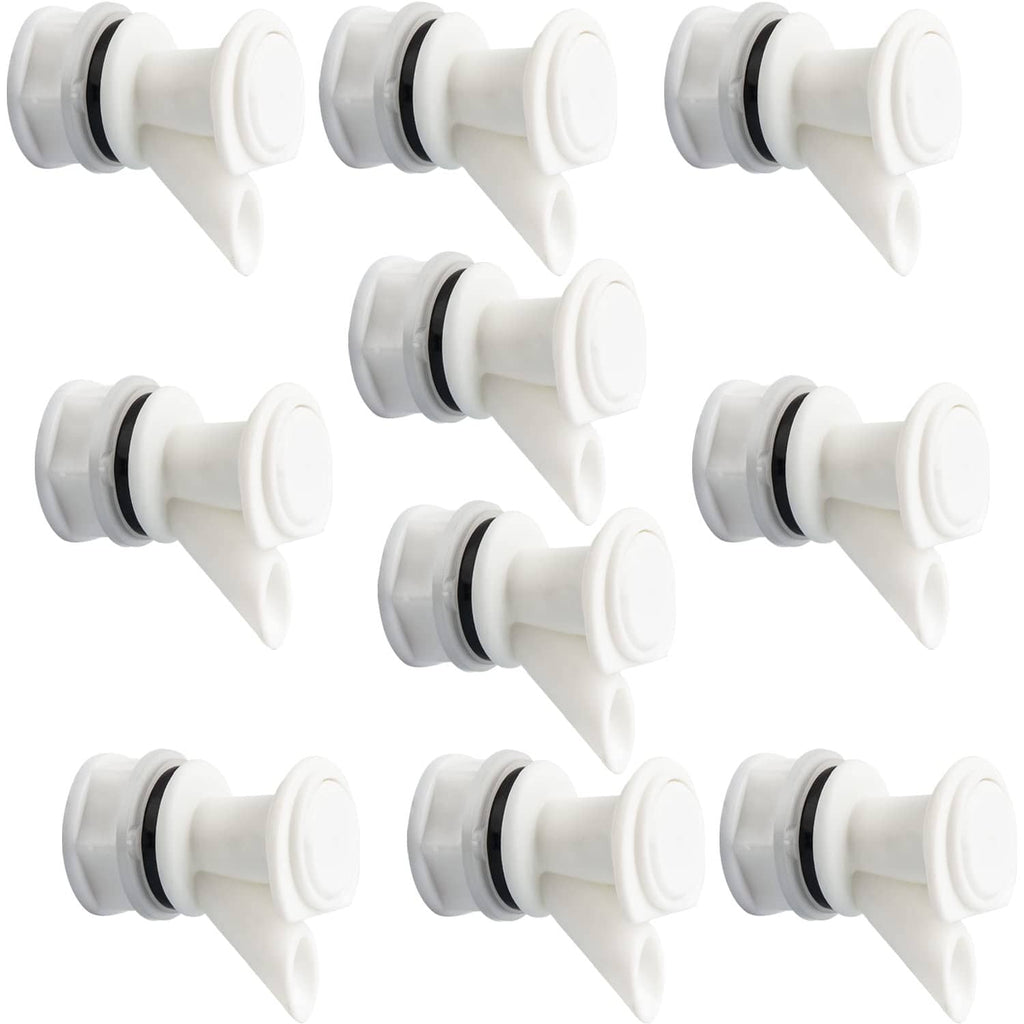 Push-button cooler spigot replacement, white plastic with black valve ring