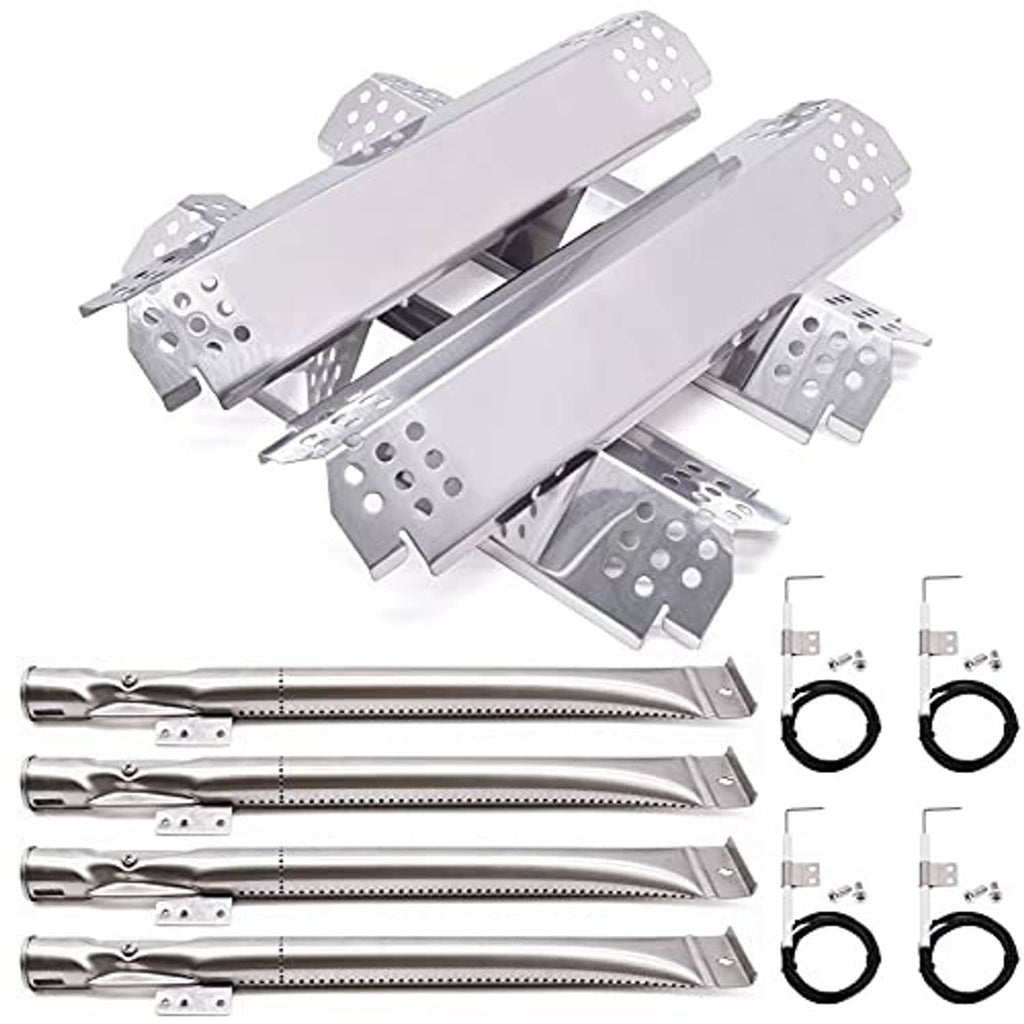 Stainless steel grill heat plate replacement kit with perforated bars and burner parts