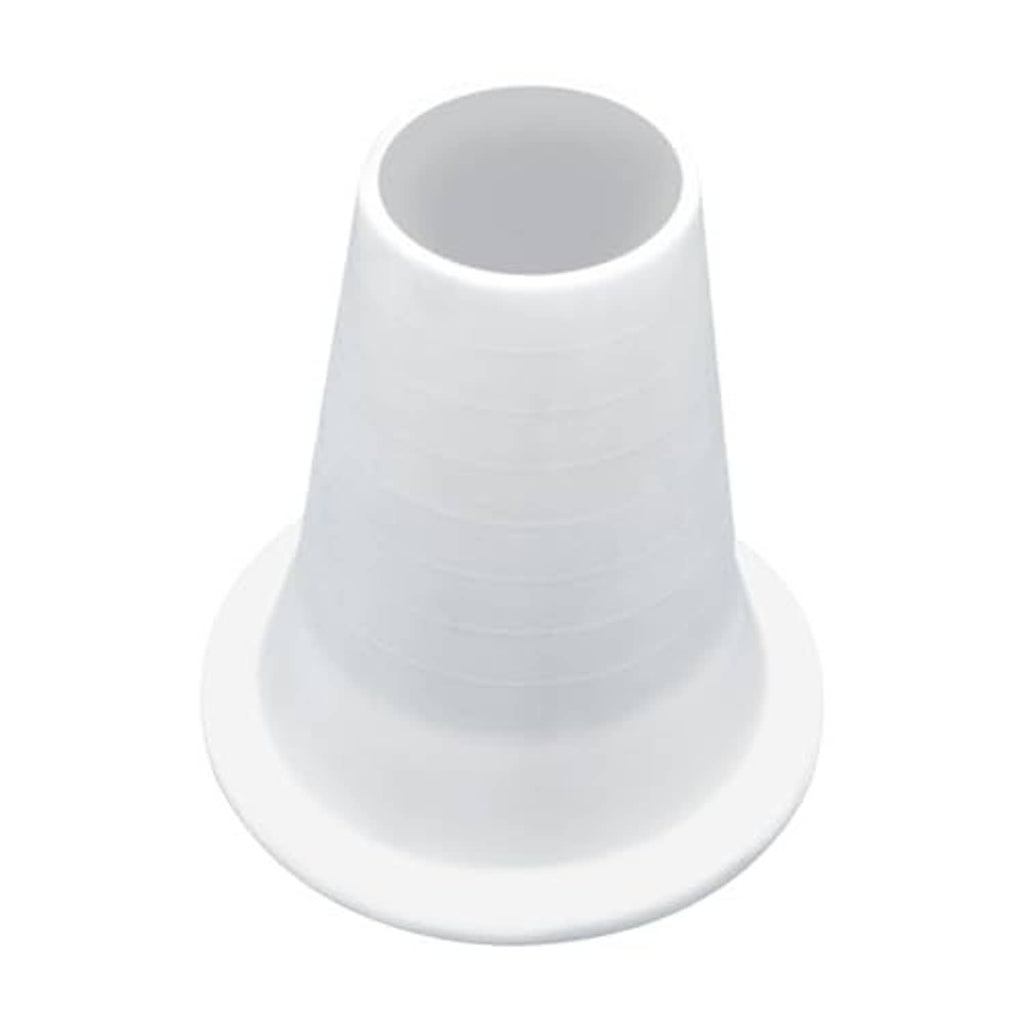 White cone reducer replacement part with open top, smooth molded plastic