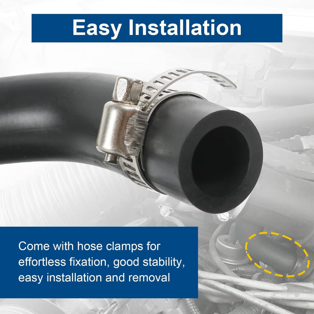 Black air intake hose end with metal clamp and round intake opening