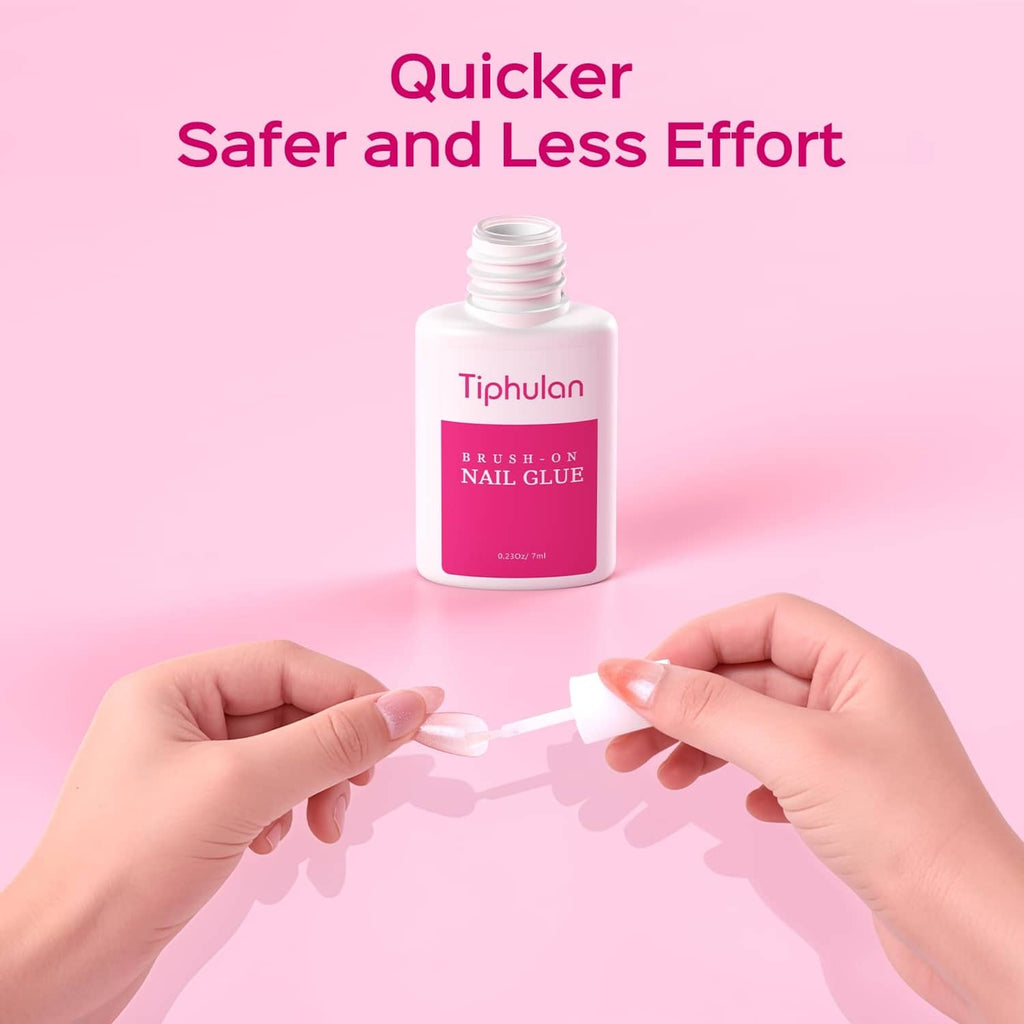 Tiphulan brush-on nail glue bottle with precision brush tip