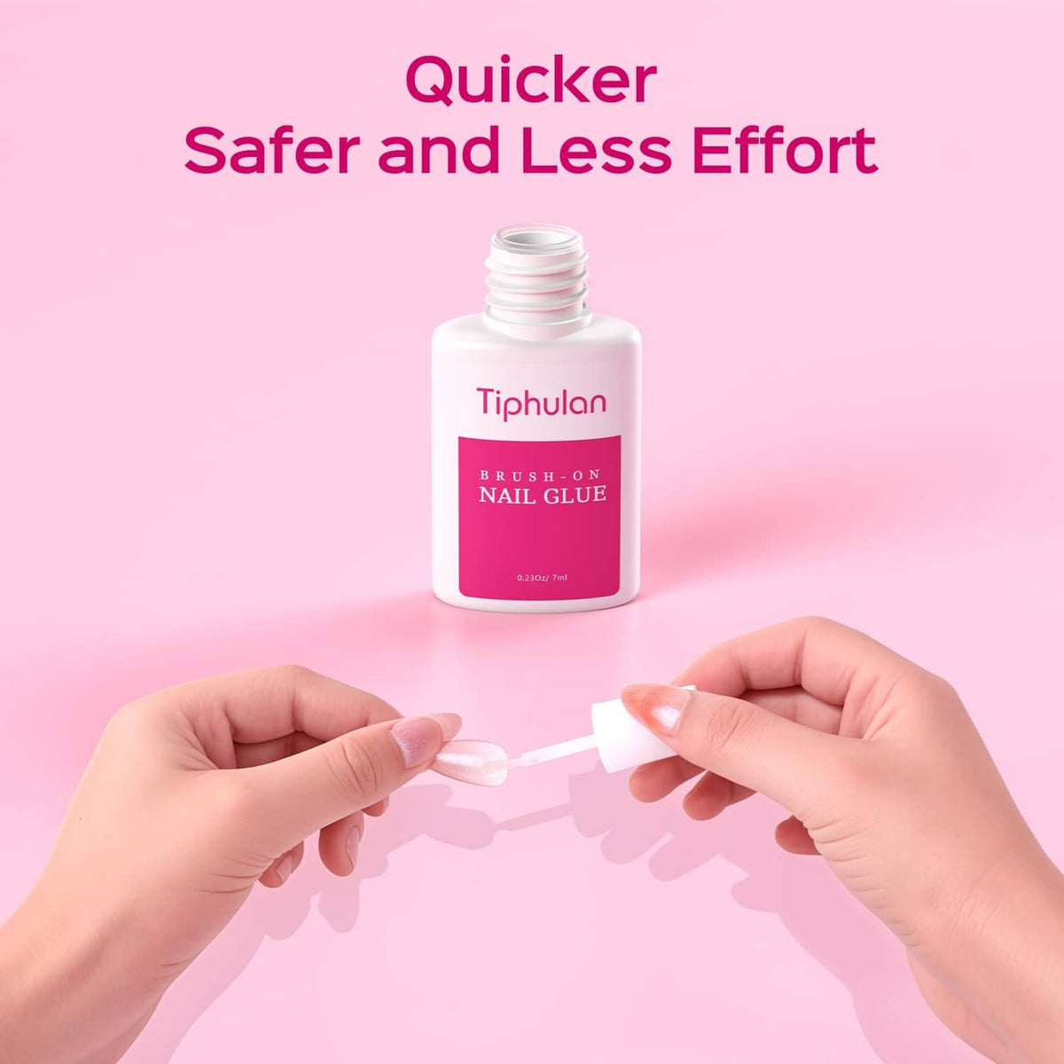 Tiphulan brush-on nail glue bottle with precision brush tip