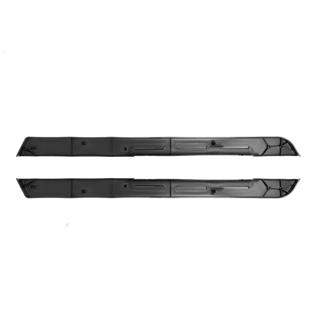 Black rocker panel set, passenger and driver side, molded channels and cutouts