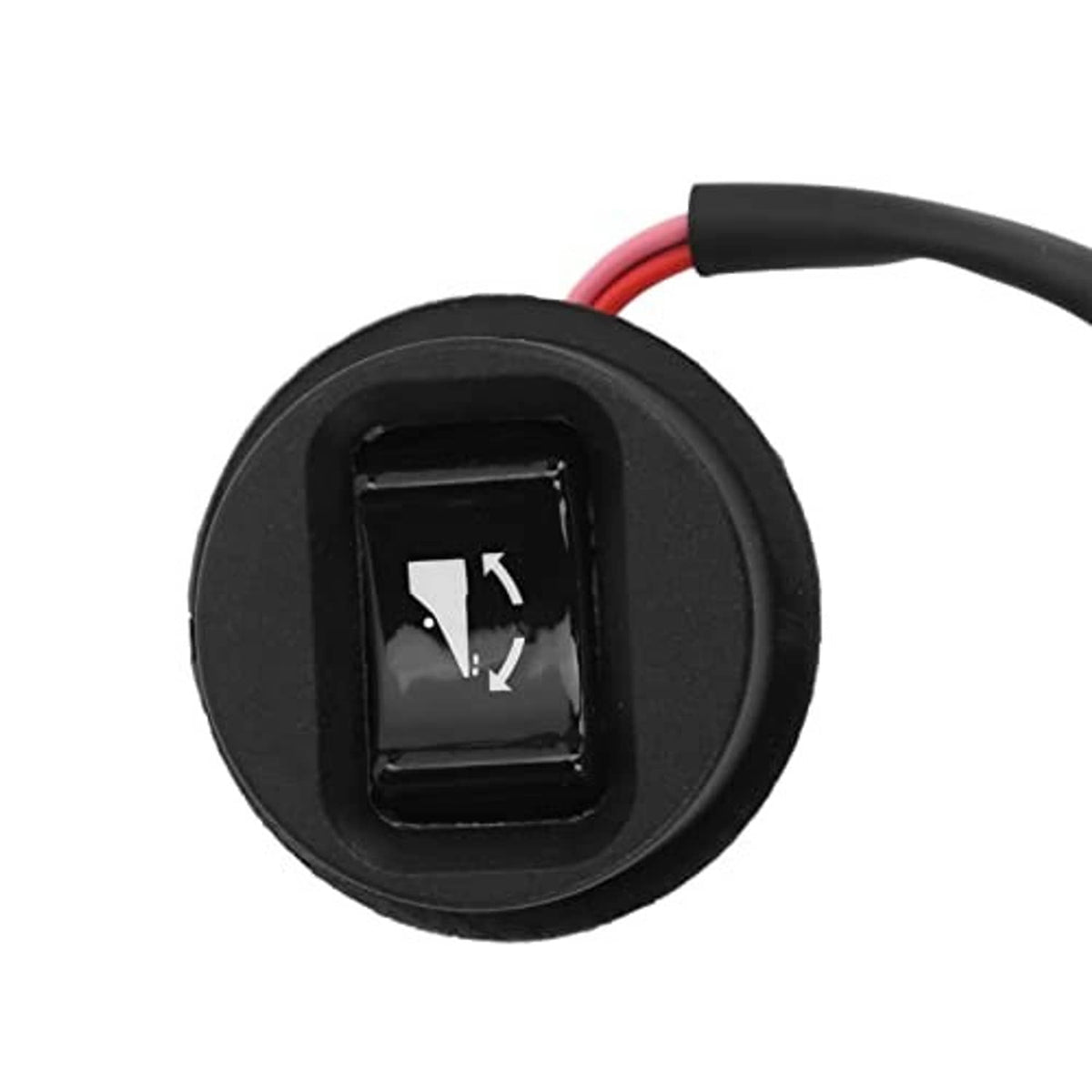 Close-up of black trim tilt switch button with arrow icons and mounted terminals