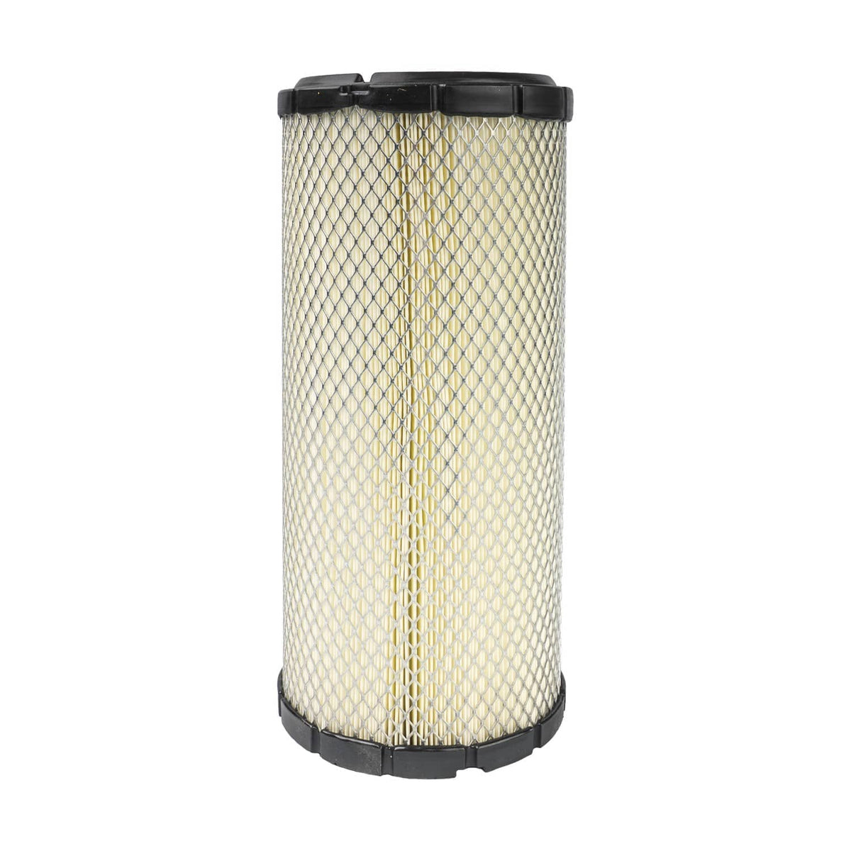 Single cylindrical air filter cartridge with pleated mesh media and black base