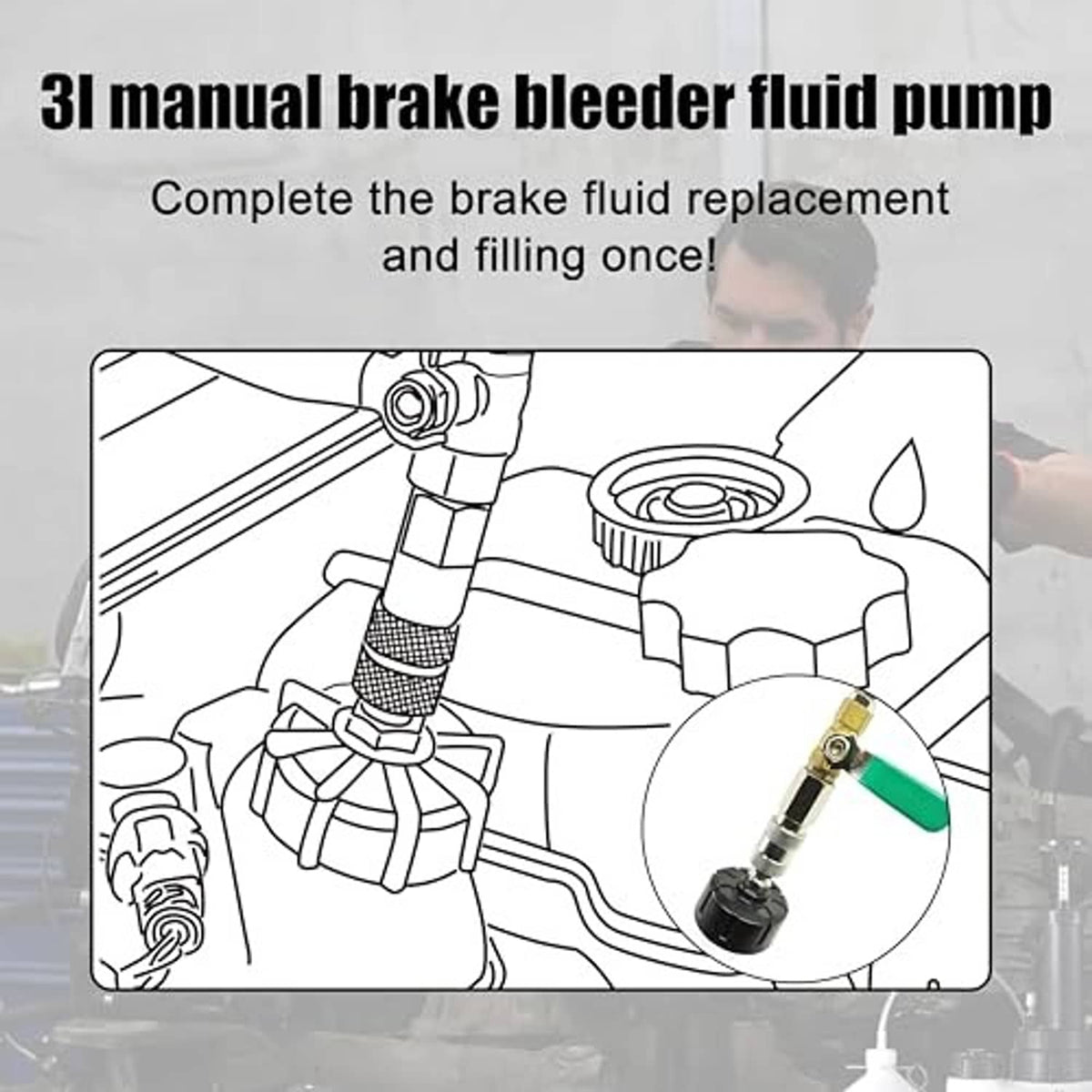3L manual brake bleeder fluid pump kit with hose fittings for brake fluid replacement