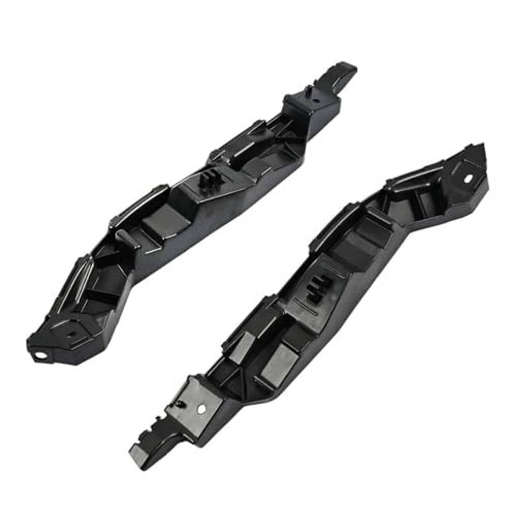Front bumper cover support brackets, black plastic, angled view with mounting tabs