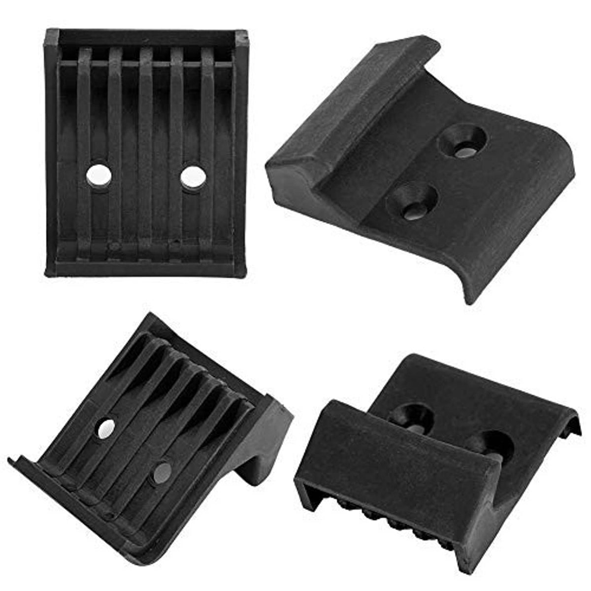 Black ABS jaw protector set with textured ribs and two mounting holes, varied views
