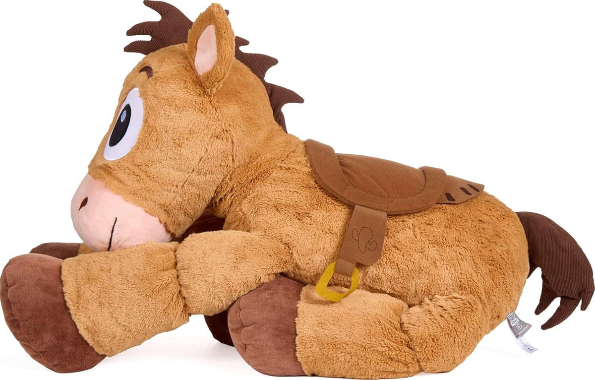 Toy Story brown plush rabbit reclining with stitched nose and paws, blue Toy Story 5 tag
