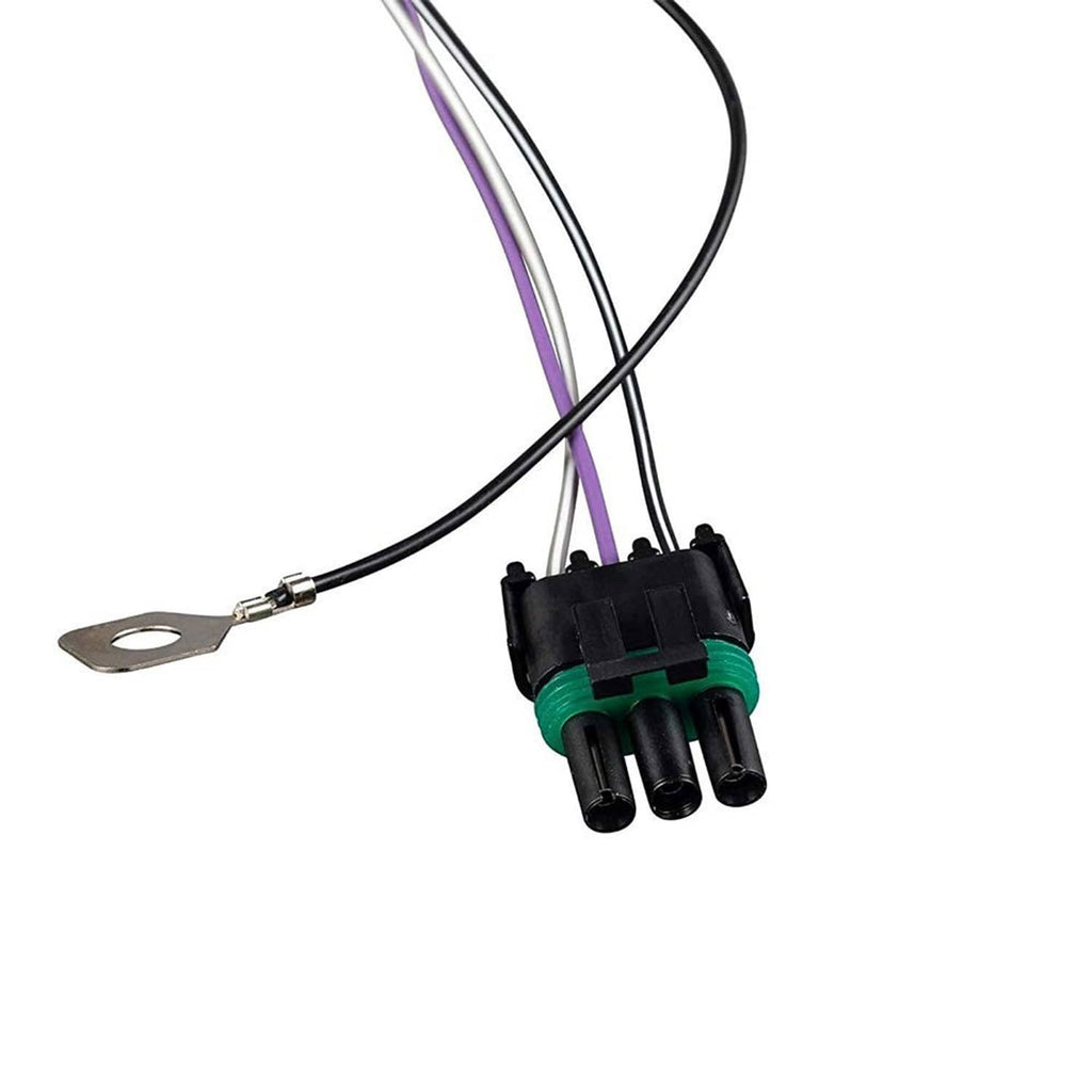 Fuel pump wiring connector with three prongs and attached wire leads