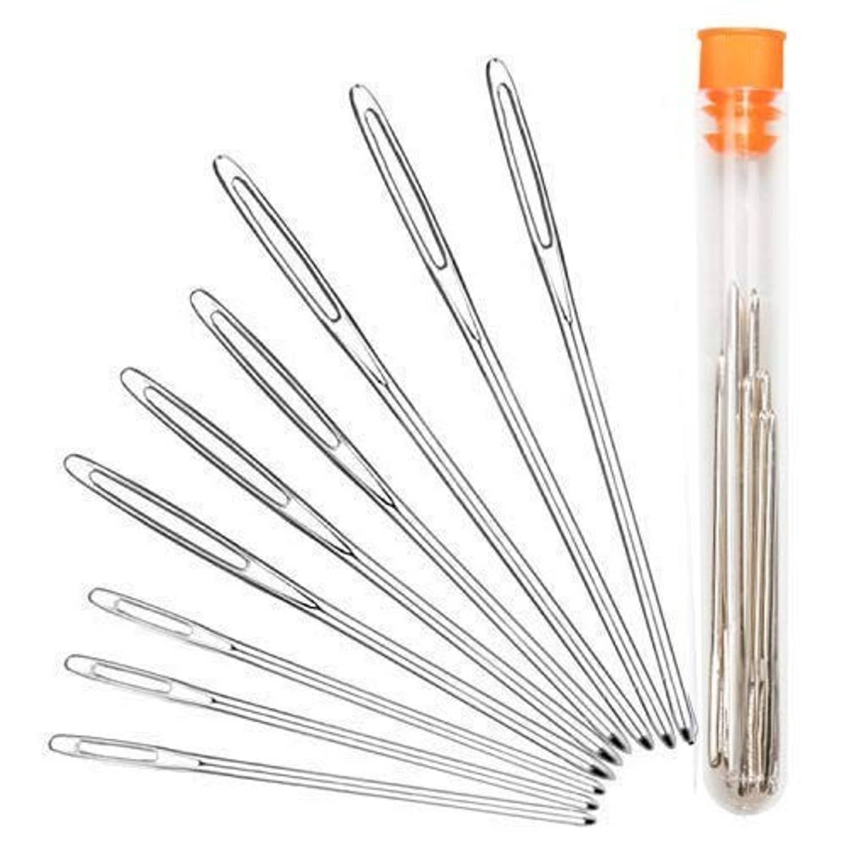 Hekisn blunt yarn needles with large eye in clear tube, stainless steel set