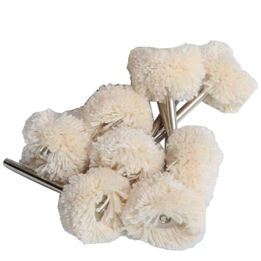 Cream wool felt polishing heads with metal pins for surface buffing