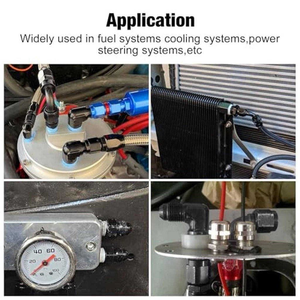 Adapter fitting shown in fuel system application with hoses and threaded connections