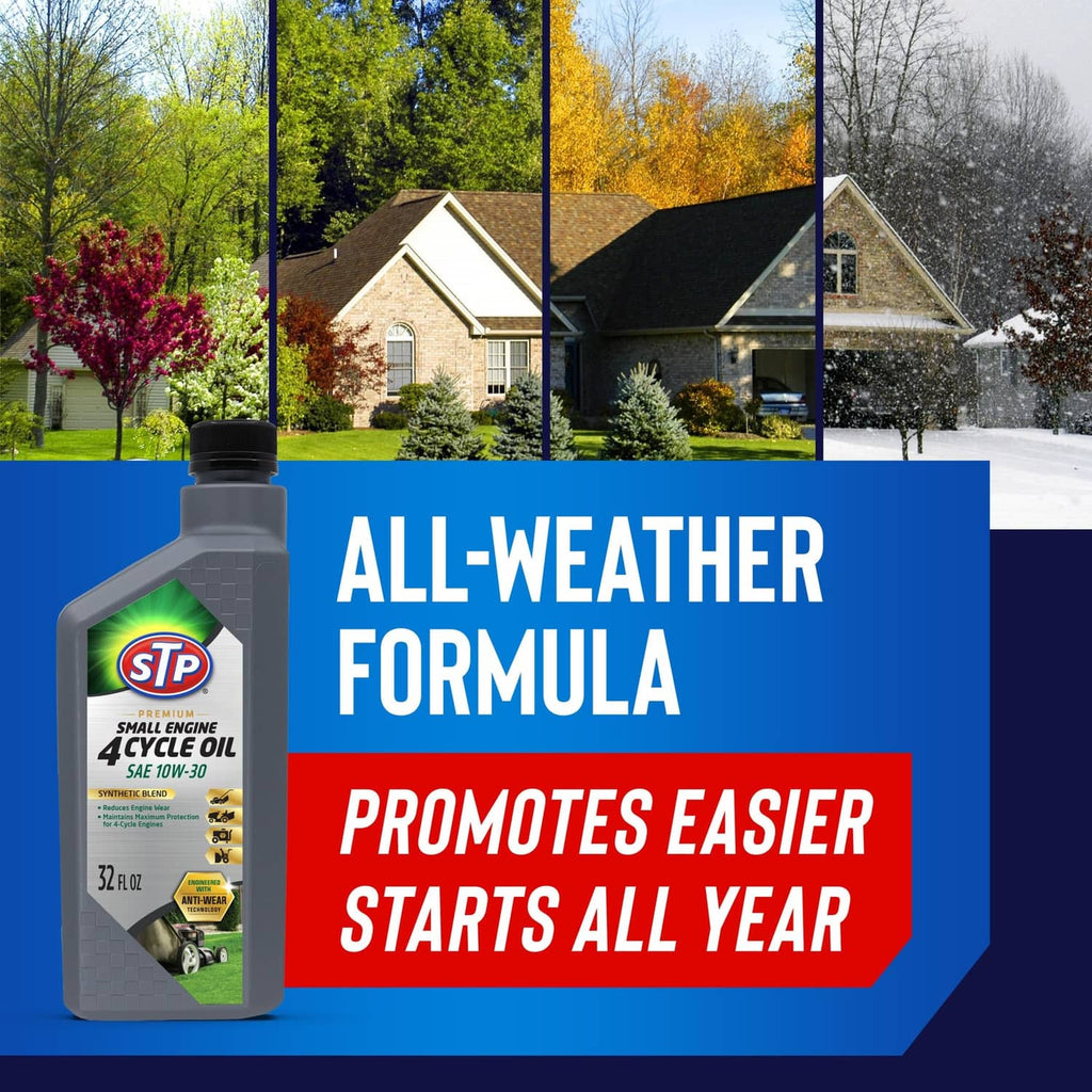 STP SAE 10W-30 all-weather small engine 4-cycle oil bottle, 32 fl oz, dark gray