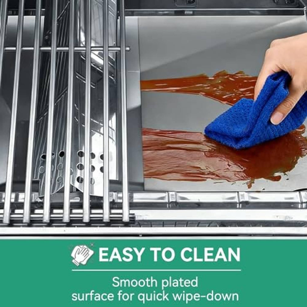 Stainless steel grease tray replacement with smooth wipe-clean surface